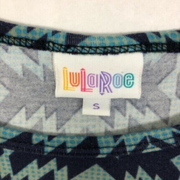 LulaRoe | Women's Green & Blue Irma Oversized Graphic Top Size Small - Picture 5 of 6